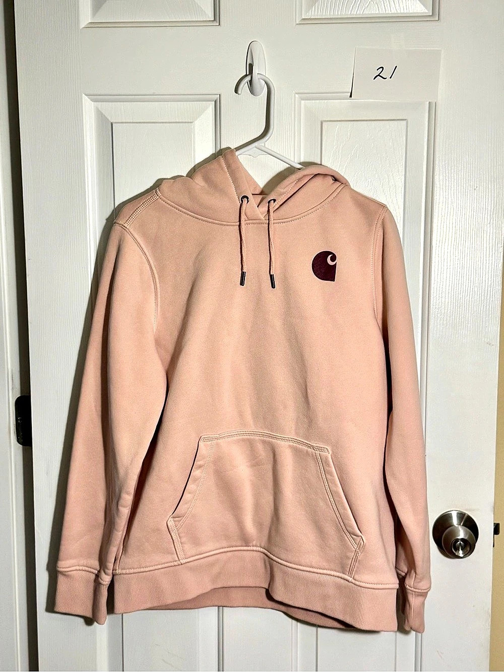 Carhartt Women's Relaxed Fit Midweight Logo Sleeve Graphic Sweatshirt Pink